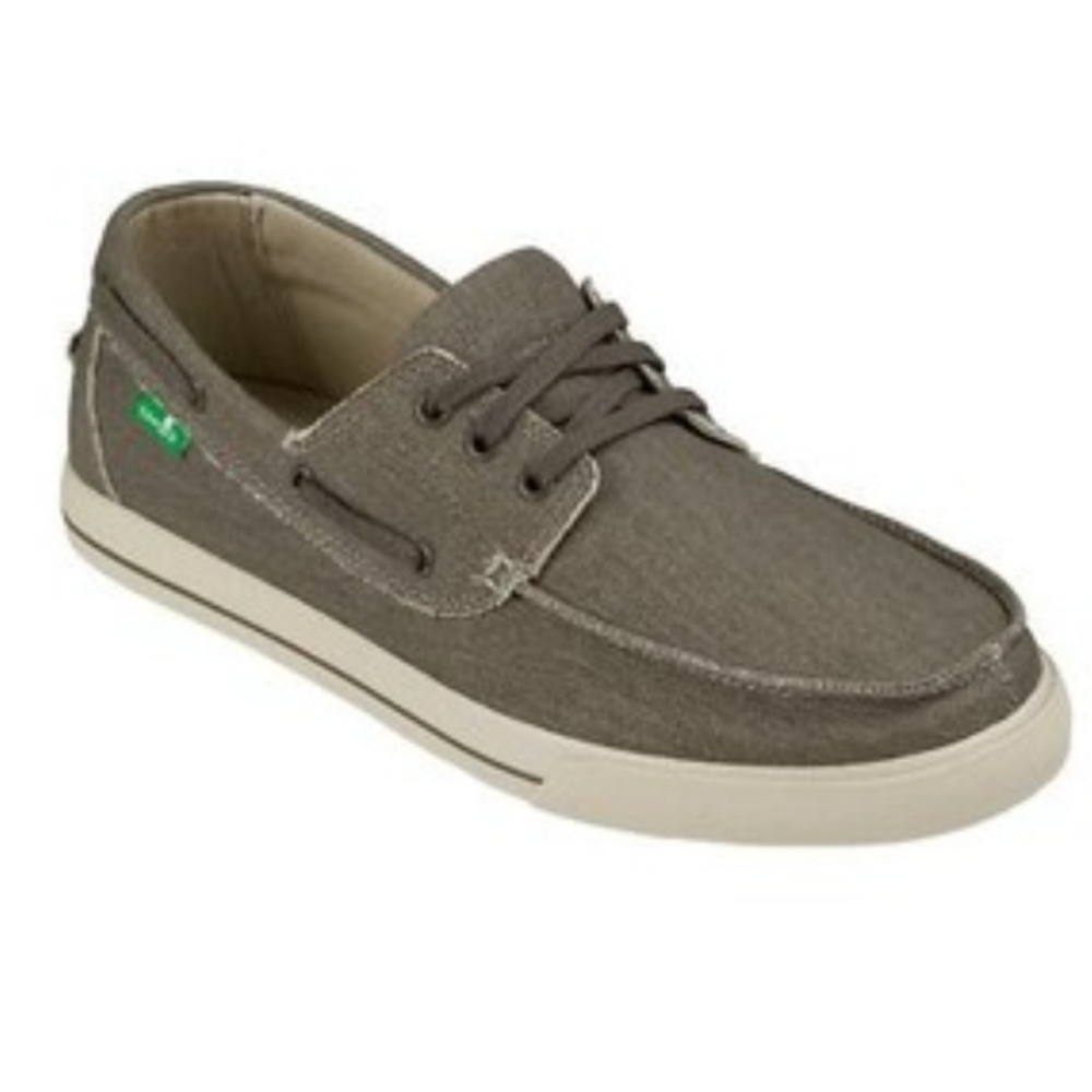 Sanuk Men's The Sea Man Green Brown Slip On Laced  Loafers Canvas Shoe  Size 13